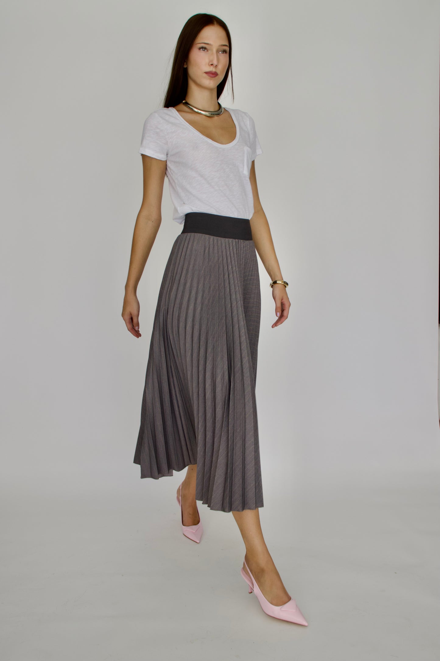 PINSTRIPE SKIRT GREY