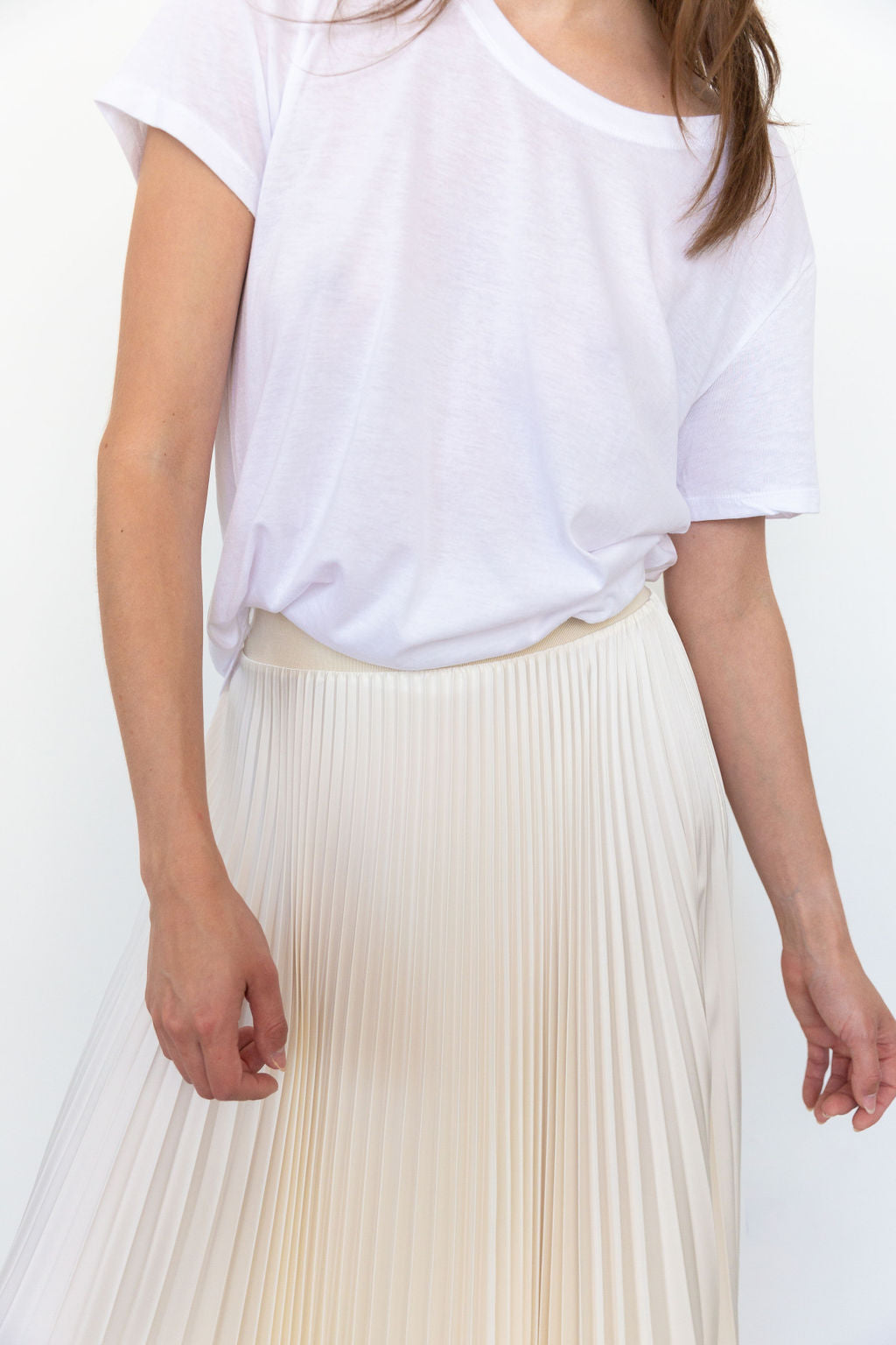 CLASSIC SATIN MAXI SKIRT IN IVORY SOLD OUT