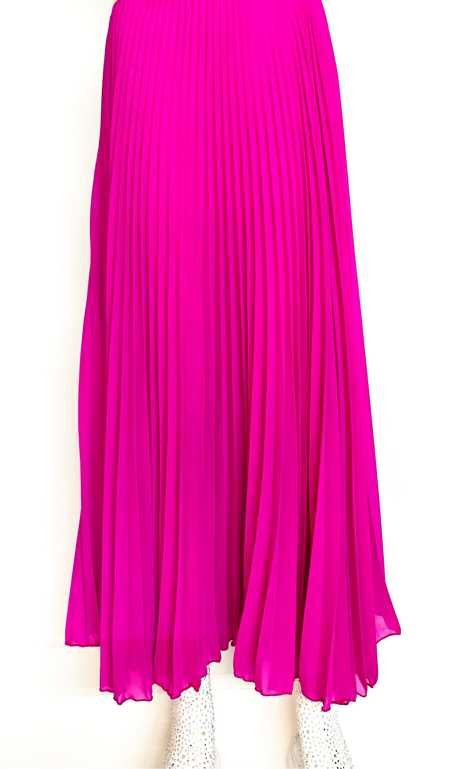 CREPE DE CHIFFON MIDI SKIRT MAGENTA