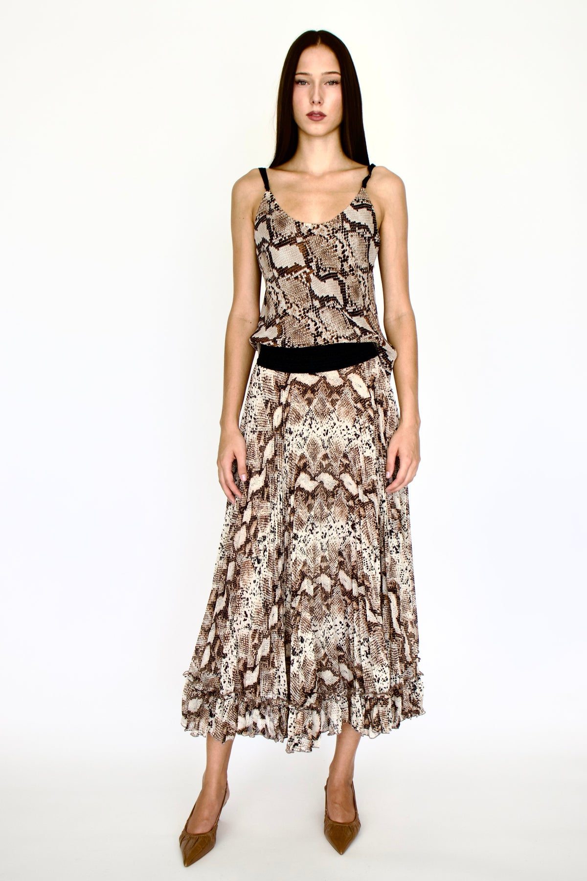 SNAKE CHIFFON SKIRT LONG