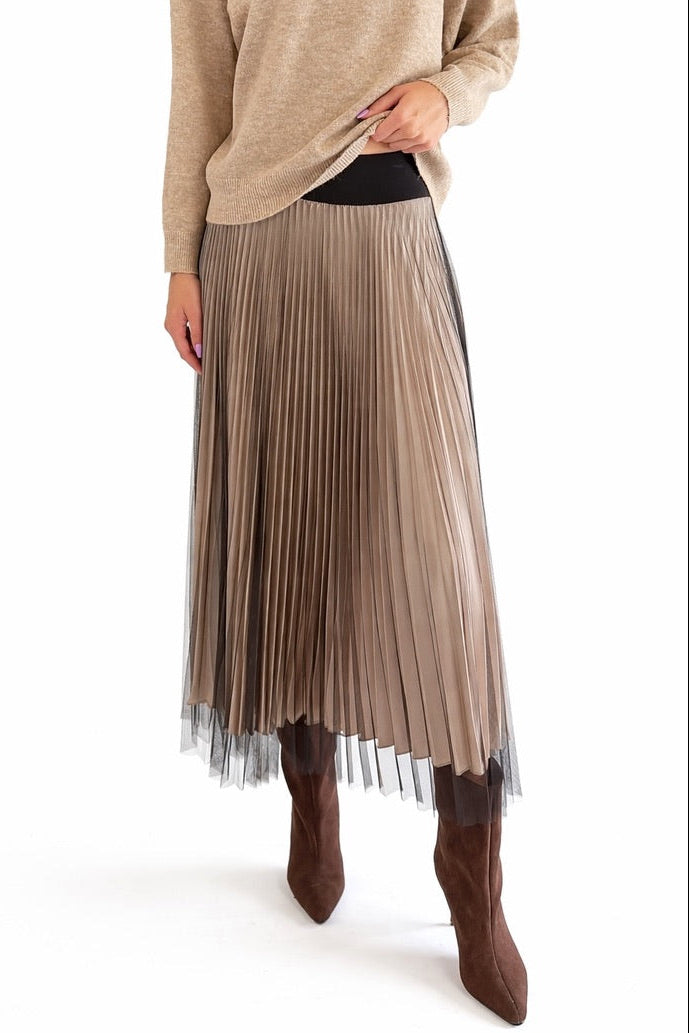 SATIN MESH OVERLAY SKIRT