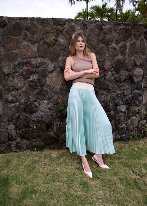 SATIN SKIRT AQUAMARINE