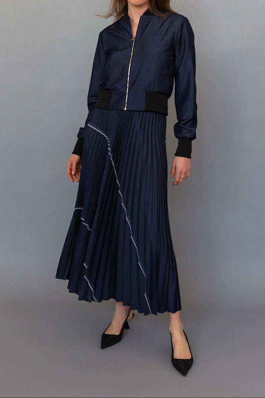 PANELED DENM SKIRT