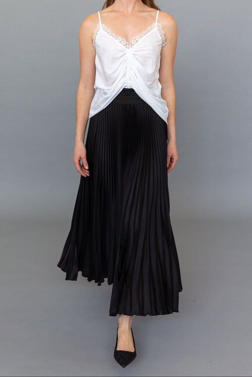 CLASSIC SATIN MIDI SKIRT IN BLACK