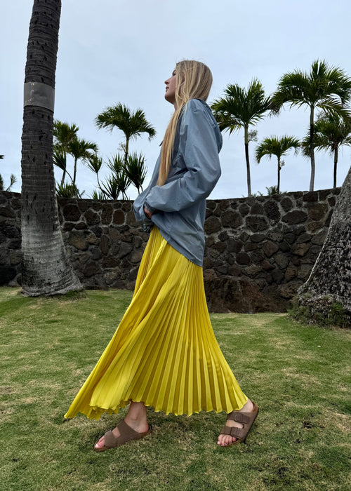 CLASSIC SATIN SKIRT CHARTREUSE
