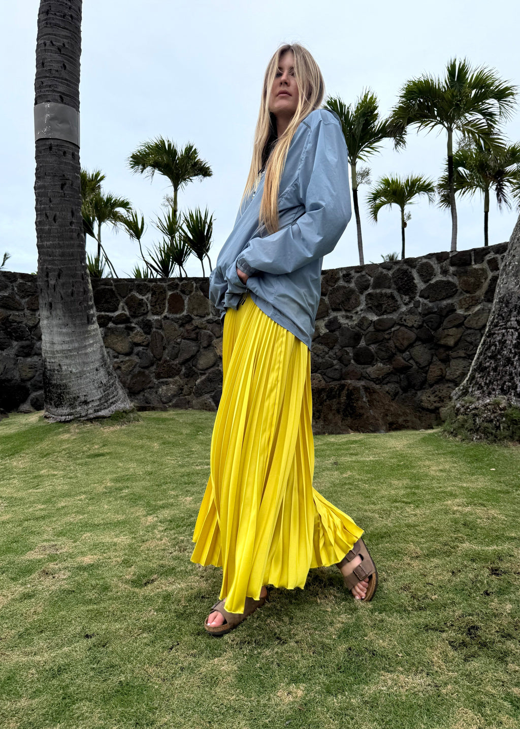 SUMMER SATIN SKIRT CHARTREUSE