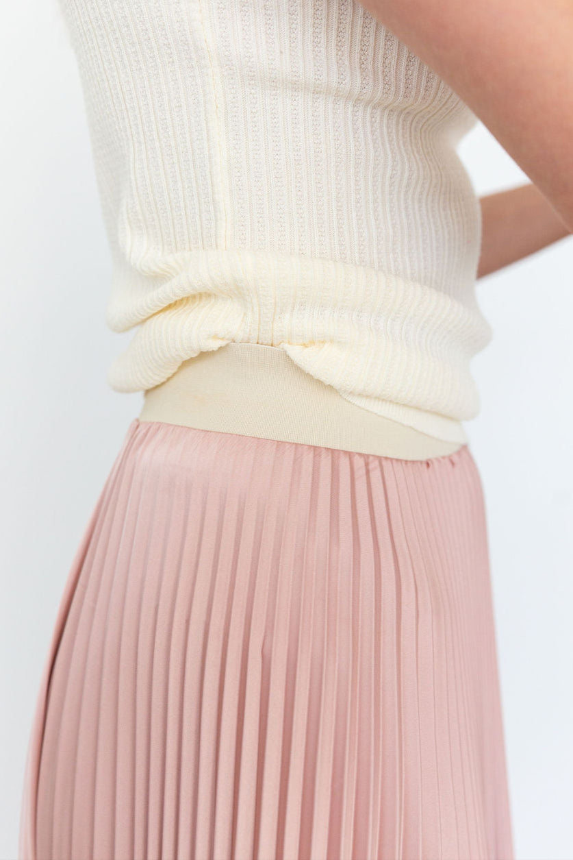 CLASSIC SATIN SKIRT MIDI IN TEA ROSE