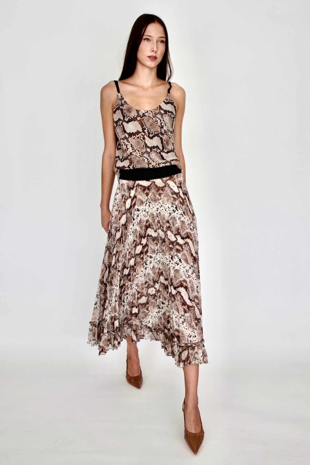 SNAKE CHIFFON SKIRT LONG