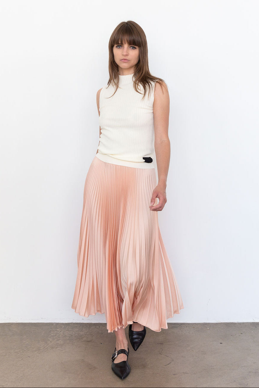 CLASSIC SATIN SKIRT MIDI IN SUMMER PINK