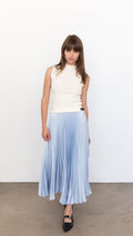 CLASSIC SATIN SKIRT MIDI POWDER BLUE