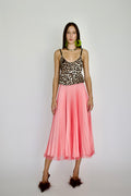 SATIN MESH OVERLAY SKIRT CORAL