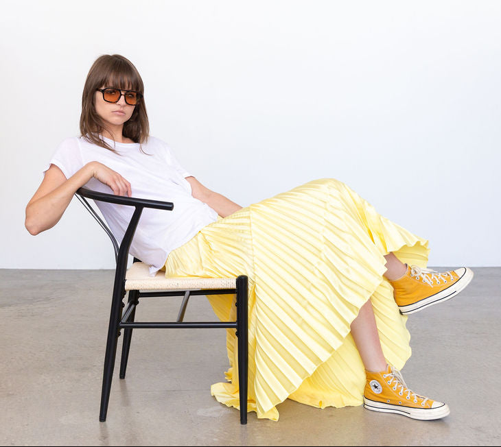 CLASSIC SATIN SKIRT IN SUMMER YELLOW