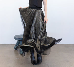 metallic pleat skirt gold with overlay SOLD OUT