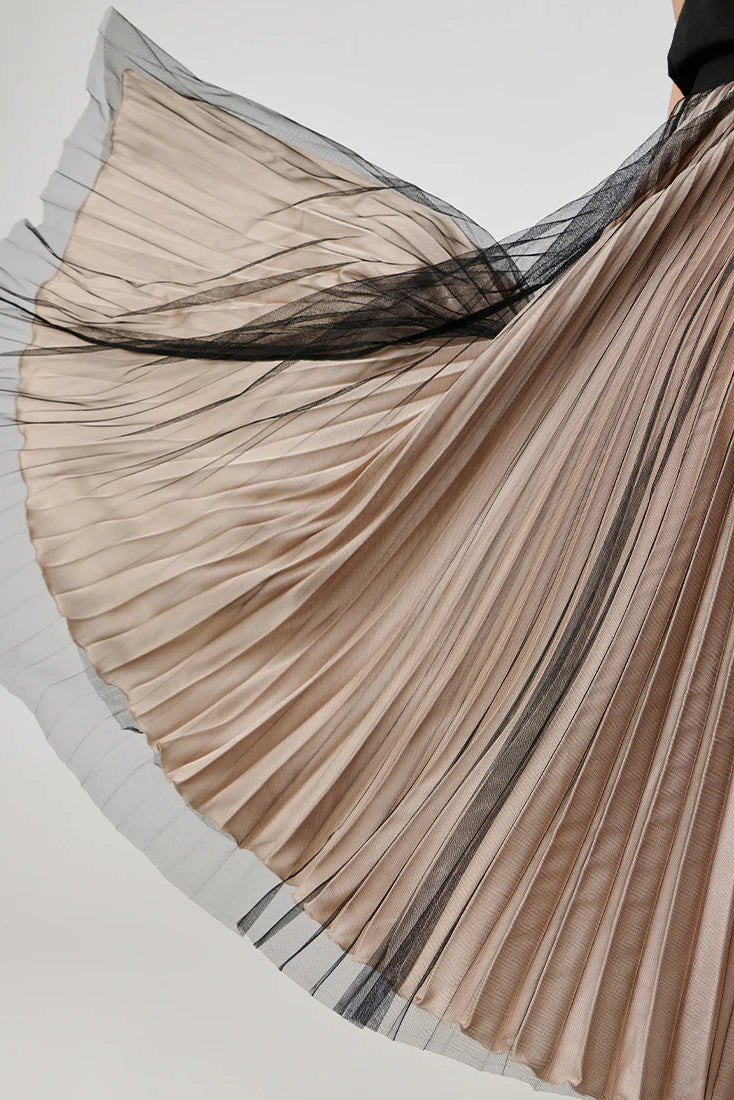 SATIN MESH OVERLAY SKIRT